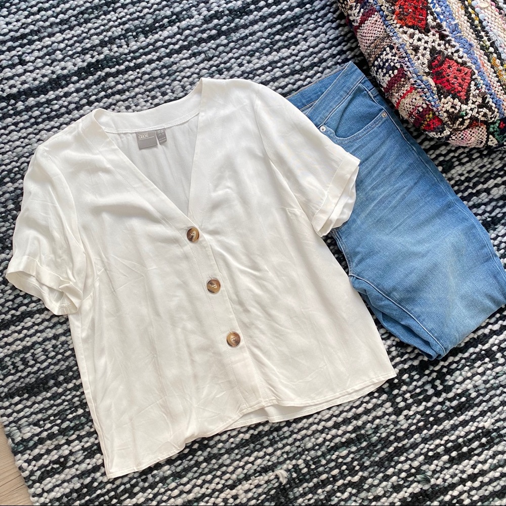 ASOS White Button Front Top